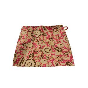 J Crew Women's Size 8 Pink Floral 100 Cotton Skirt w Cotton Belt Style 99734